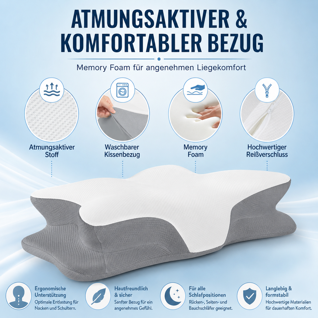 Ergonomisches Memory Foam Kissen – Kühlender Komfort