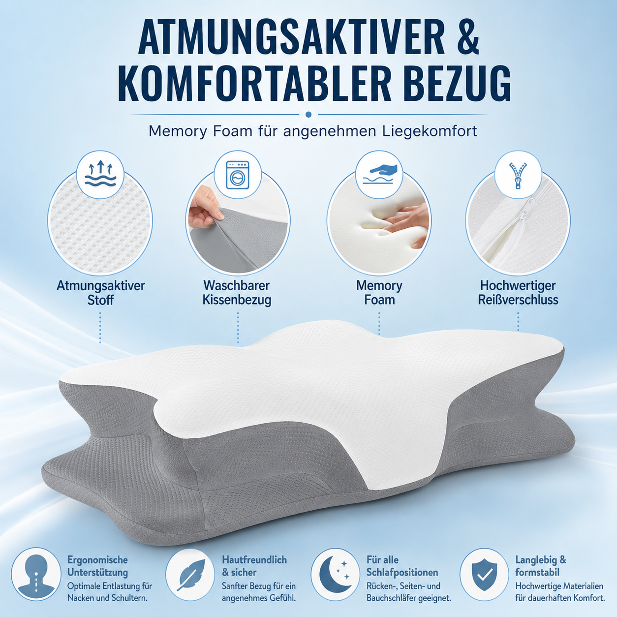 Ergonomisches Memory Foam Kissen – Kühlender Komfort
