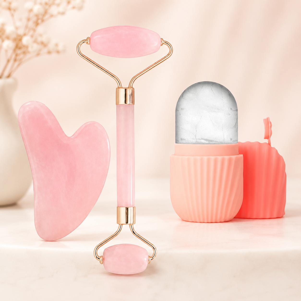 Beauty Pflege Set 3in1 – Ice Roller & Gua Sha