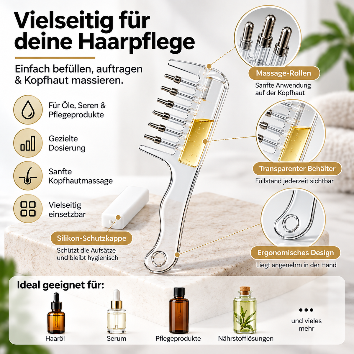 Transparenter 10-ml-Behälter des Kopfhaut-Applikators