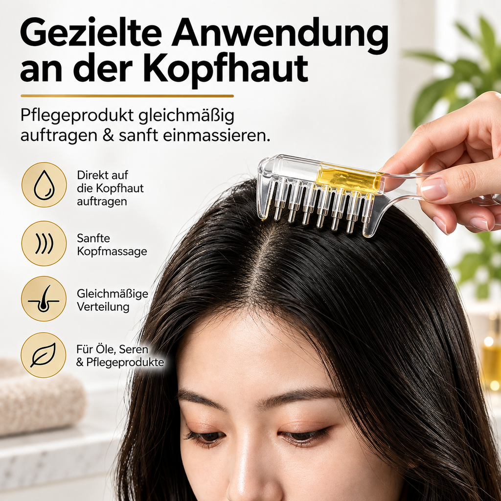 Anwendung des Kopfhaut-Applikators entlang des Haaransatzes
