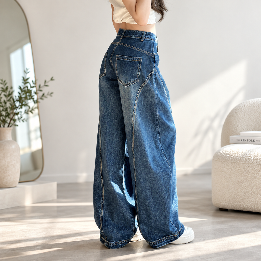 Damen-Barrel-Jeans in dunkler Waschung