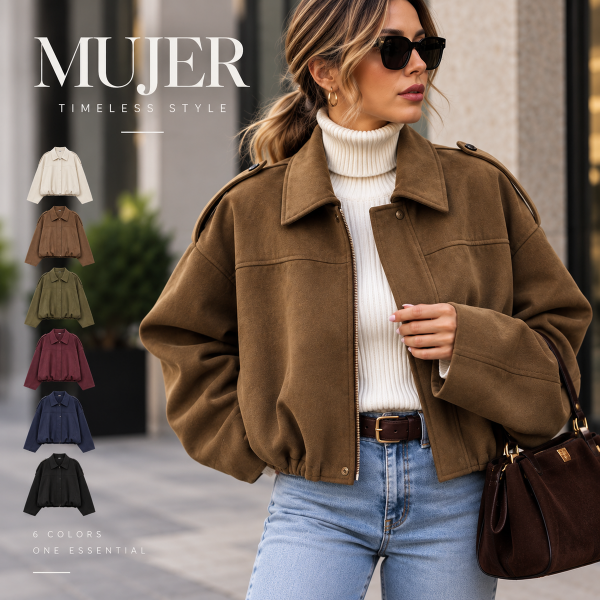 Damen-Bomberjacke in Wildlederoptik als modernes Styling