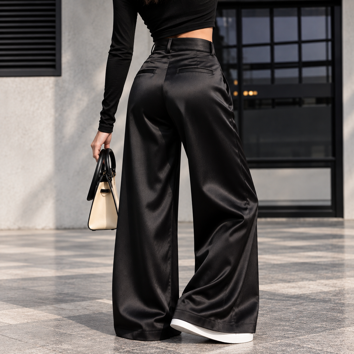 Schwarze Damenhose in knöchellanger Passform