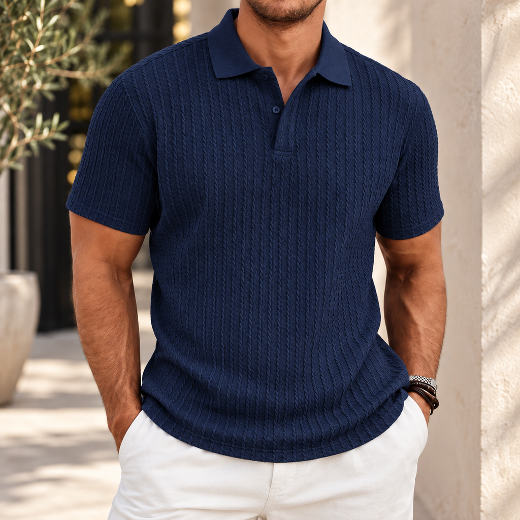 Herren Strick-Polo – Kurzarm in 7 Farben – Produktansicht 3