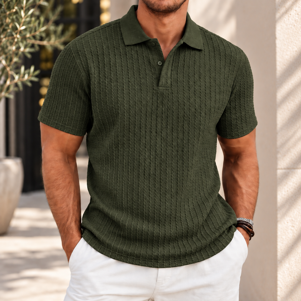 Herren Strick-Polo – Kurzarm in 7 Farben – Produktansicht 6