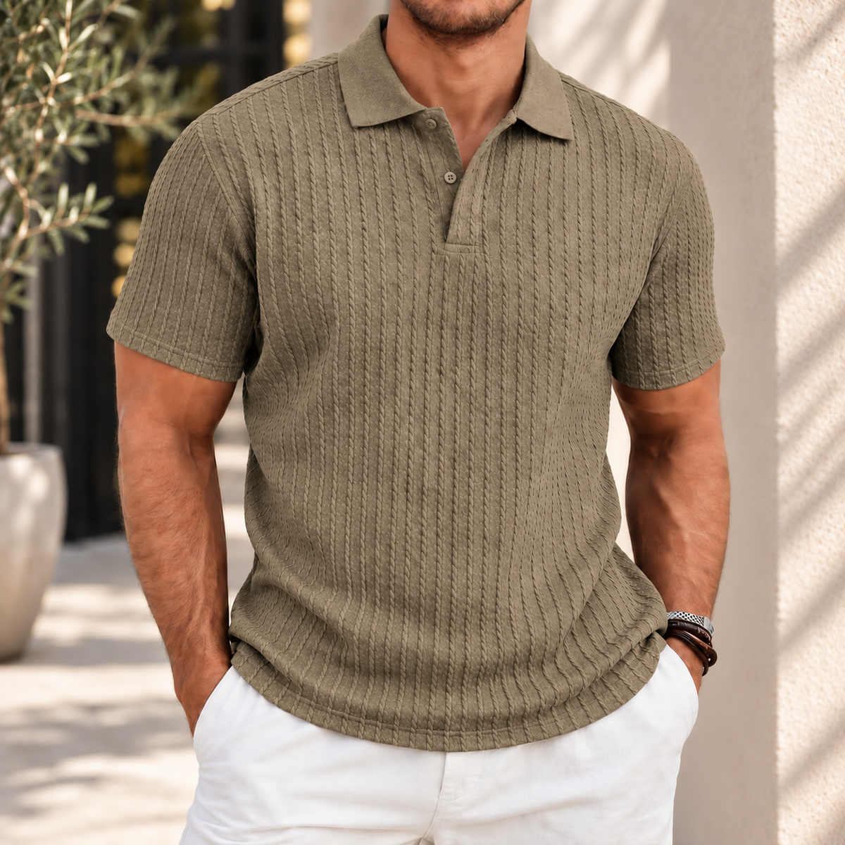Herren Strick-Polo – Kurzarm in 7 Farben – Produktansicht 7