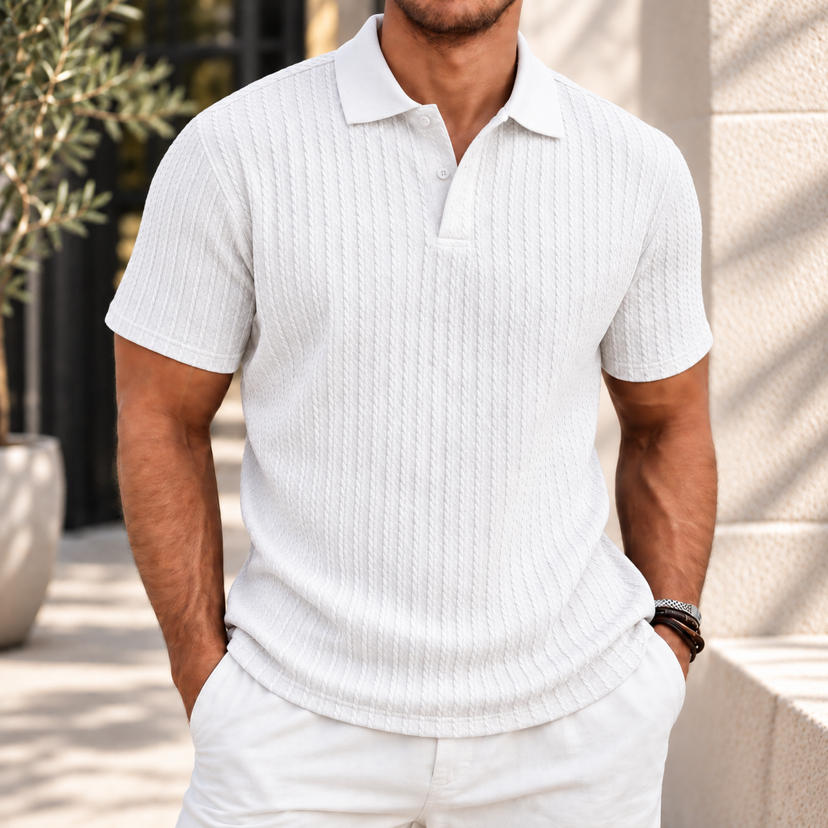 Herren Strick-Polo – Kurzarm in 7 Farben – Produktansicht 8