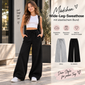 Mädchen-Wide-Leg-Sweathosen im 2er-Set in Grau und Schwarz
