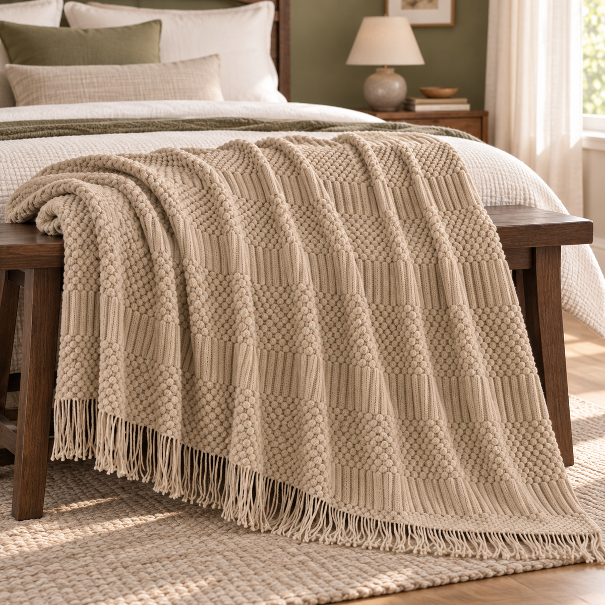 Gestrickte Wohndecke mit Struktur – 2 Größen – Produktansicht 14