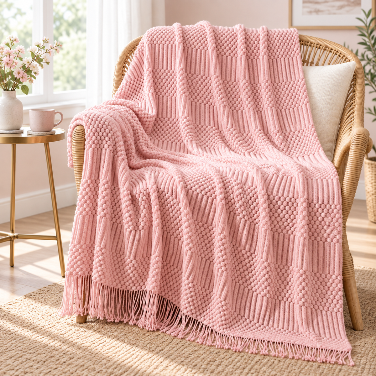 Gestrickte Wohndecke mit Struktur – 2 Größen – Produktansicht 15