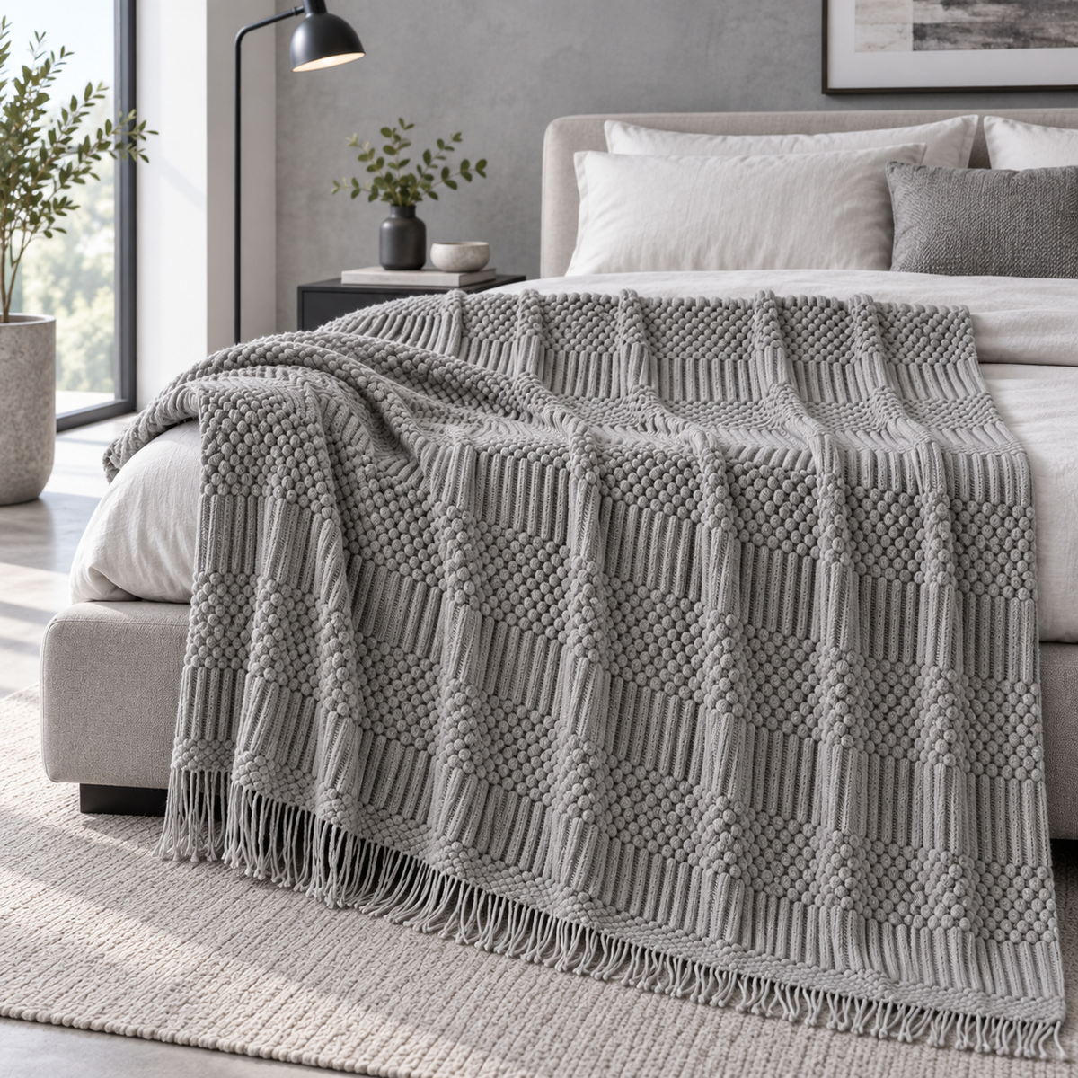 Gestrickte Wohndecke mit Struktur – 2 Größen – Produktansicht 10