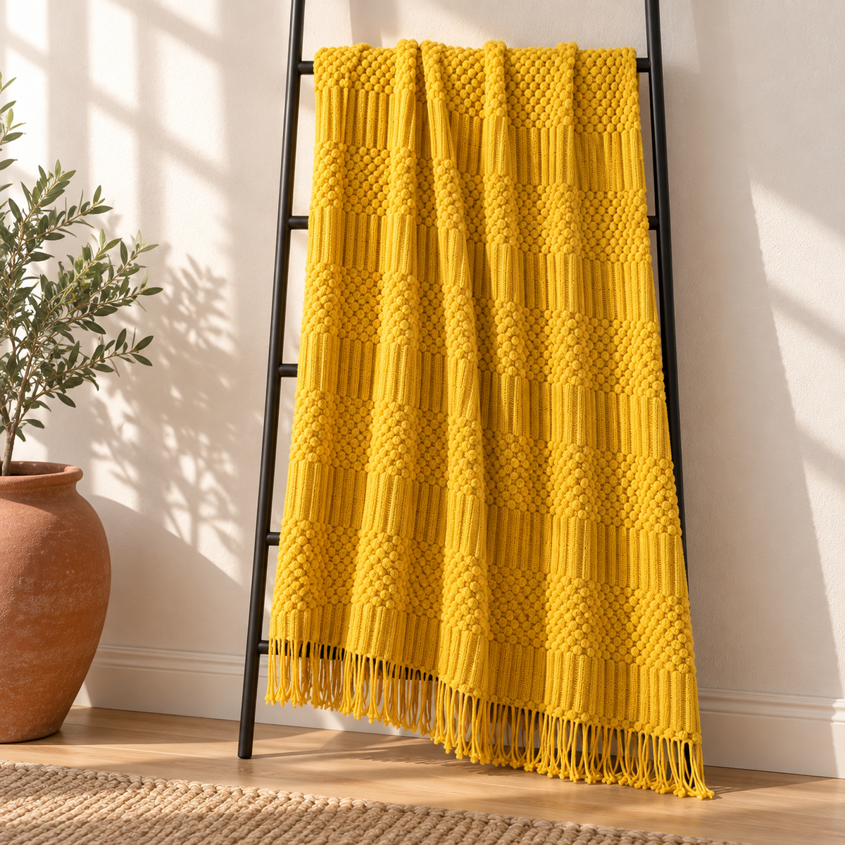 Gestrickte Wohndecke mit Struktur – 2 Größen – Produktansicht 11
