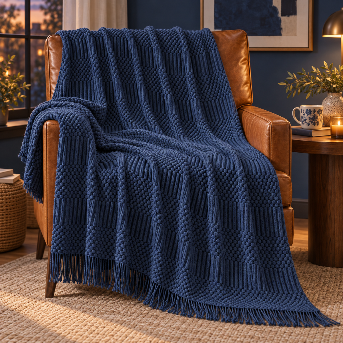 Gestrickte Wohndecke mit Struktur – 2 Größen – Produktansicht 17