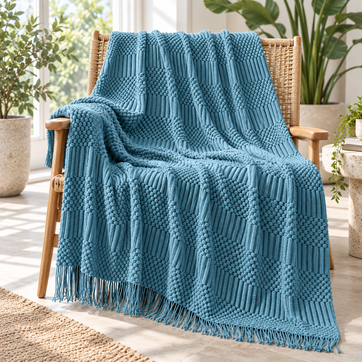 Gestrickte Wohndecke mit Struktur – 2 Größen – Produktansicht 18