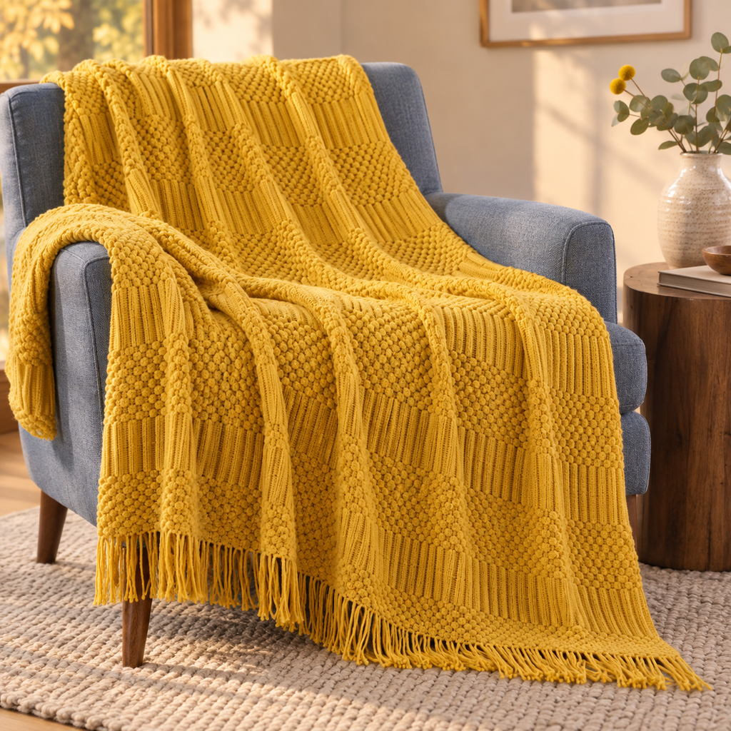 Gestrickte Wohndecke mit Struktur – 2 Größen – Produktansicht 19