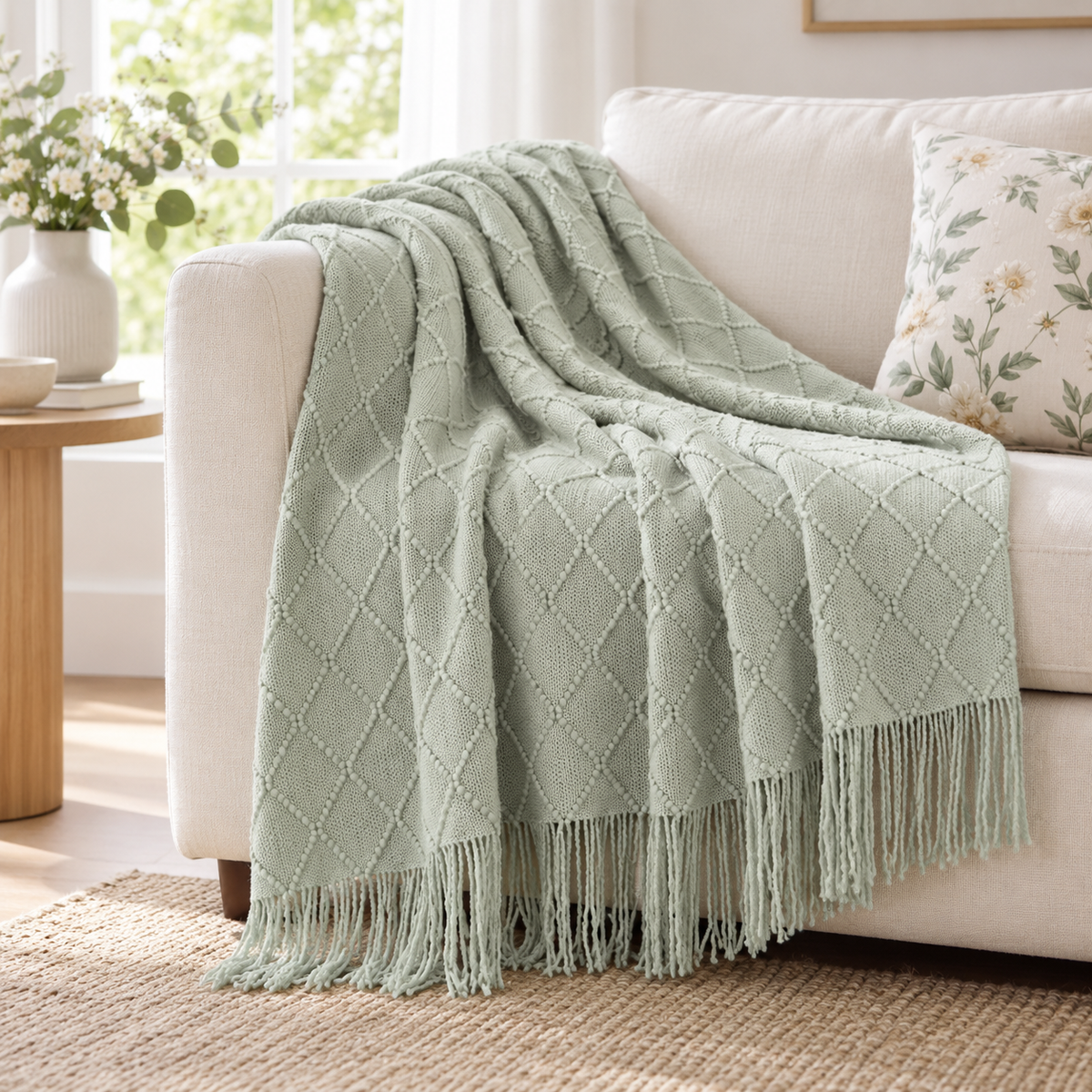 Gestrickte Wohndecke mit Struktur – 2 Größen – Produktansicht 5