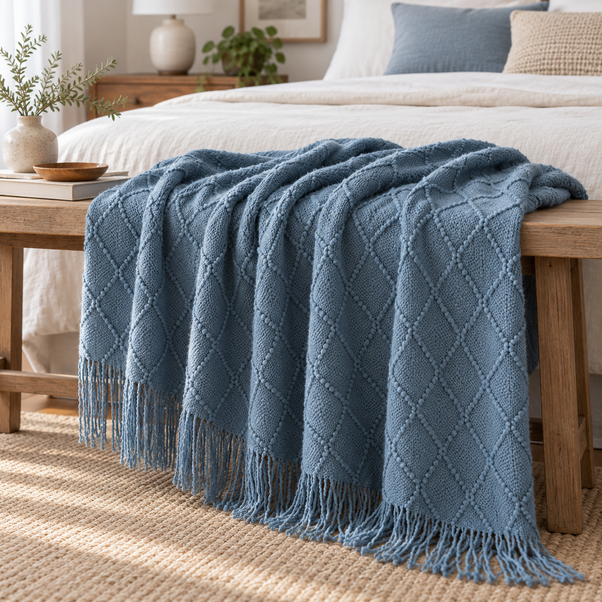 Gestrickte Wohndecke mit Struktur – 2 Größen – Produktansicht 6