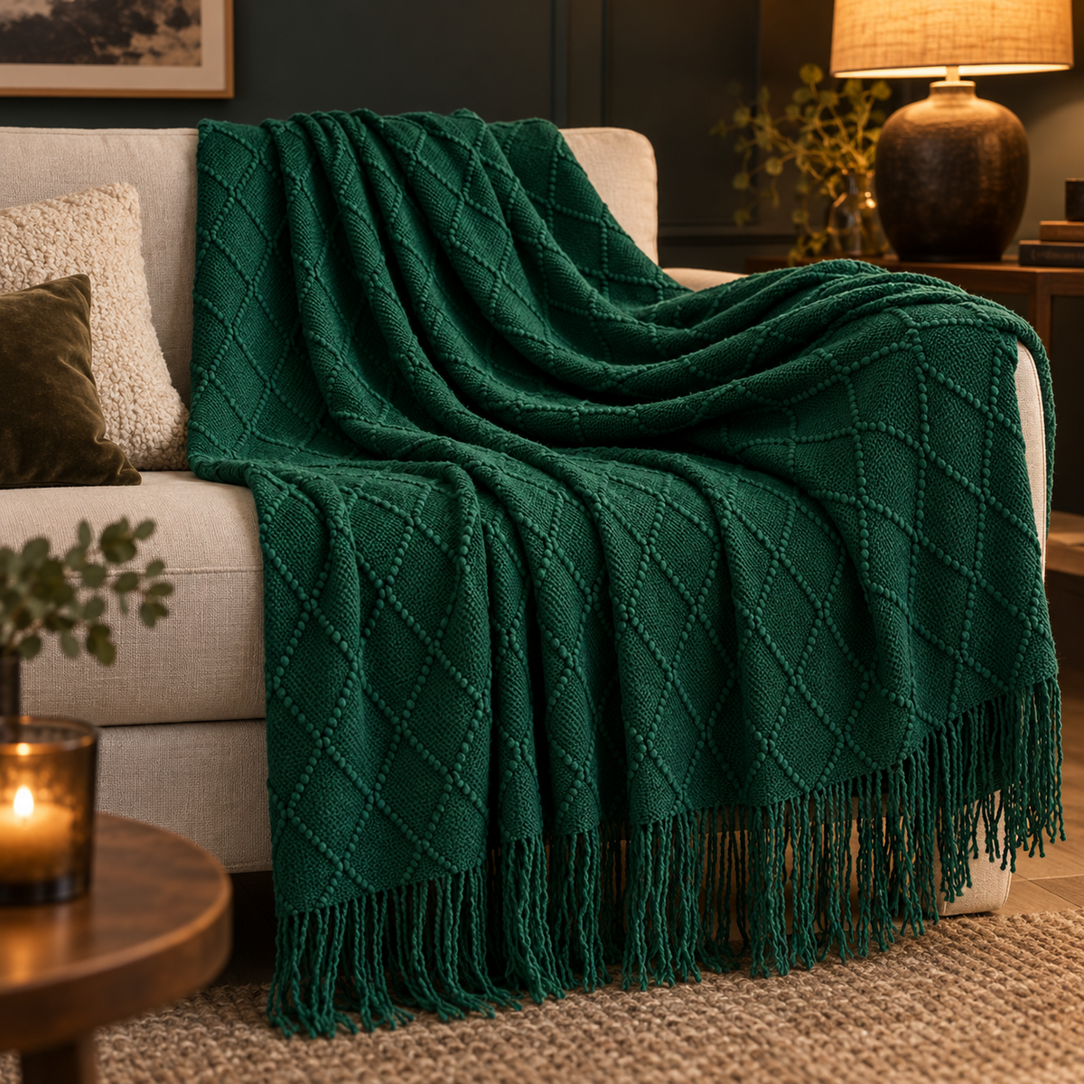 Gestrickte Wohndecke mit Struktur – 2 Größen – Produktansicht 3