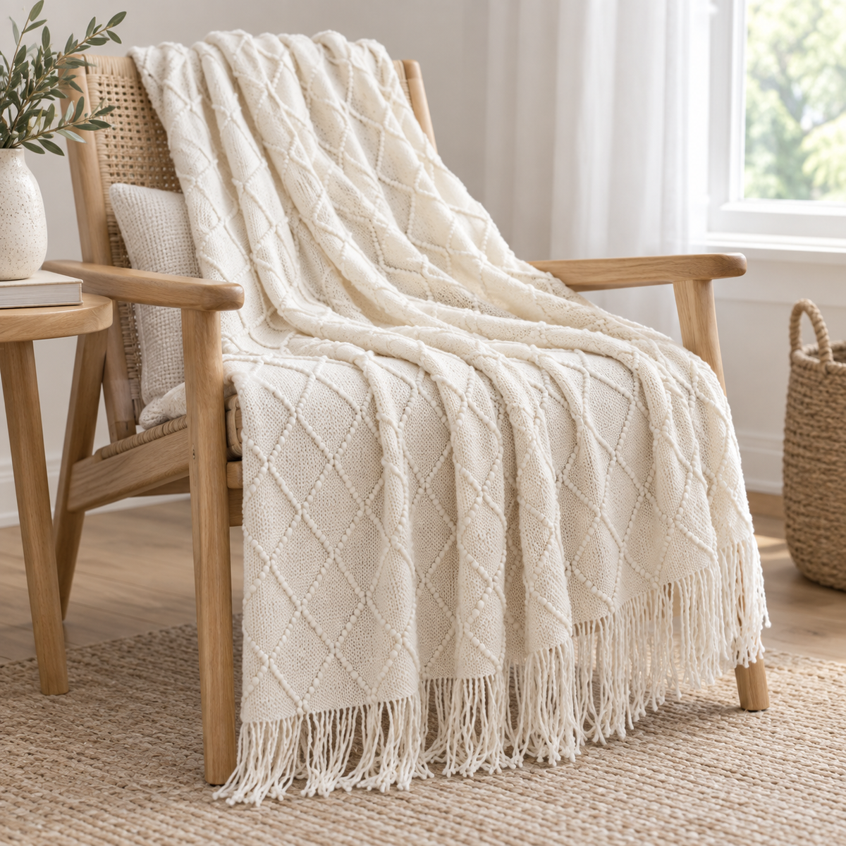 Gestrickte Wohndecke mit Struktur – 2 Größen – Produktansicht 9