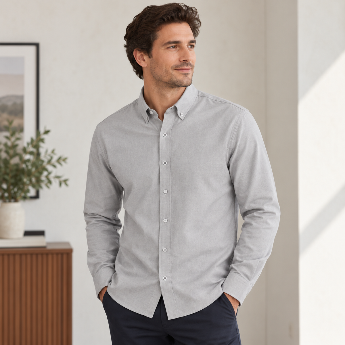 Herren Oxford-Hemd – Langarm in vielen Farben – Produktansicht 3