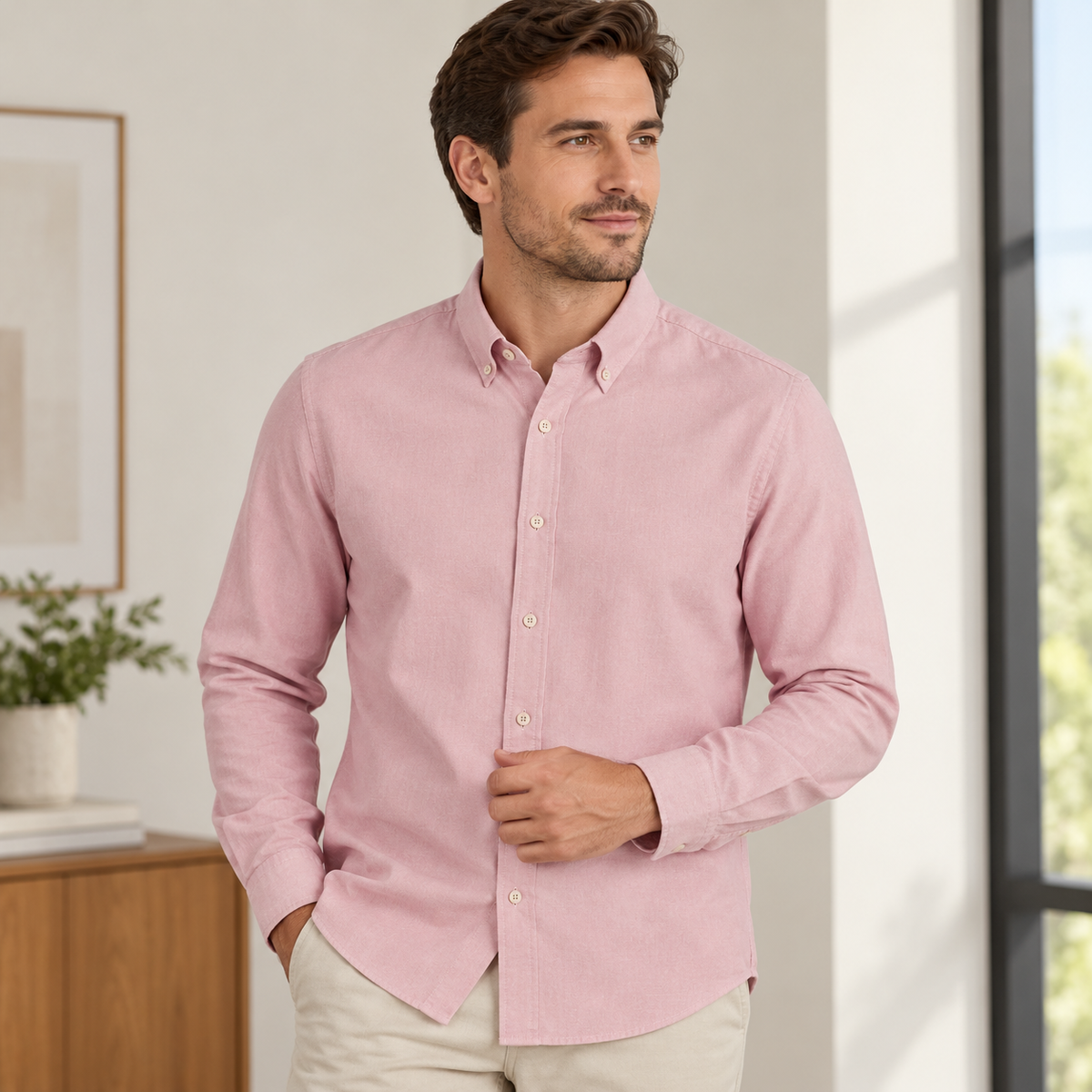Herren Oxford-Hemd – Langarm in vielen Farben – Produktansicht 7