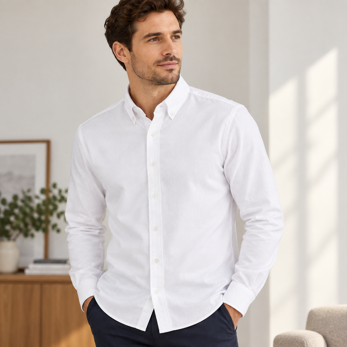 Herren Oxford-Hemd – Langarm in vielen Farben – Produktansicht 8