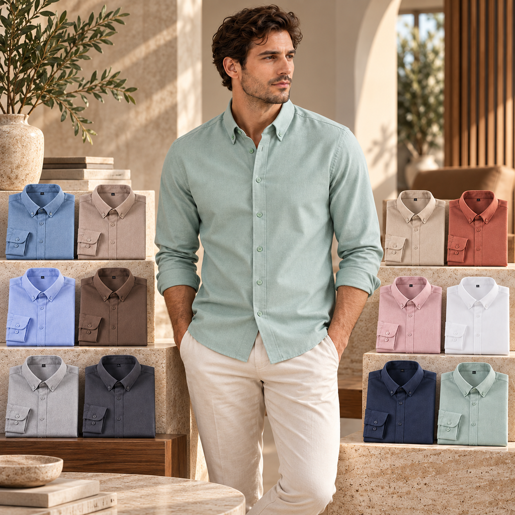 Herren Oxford-Hemd – Langarm in vielen Farben – Produktansicht 1
