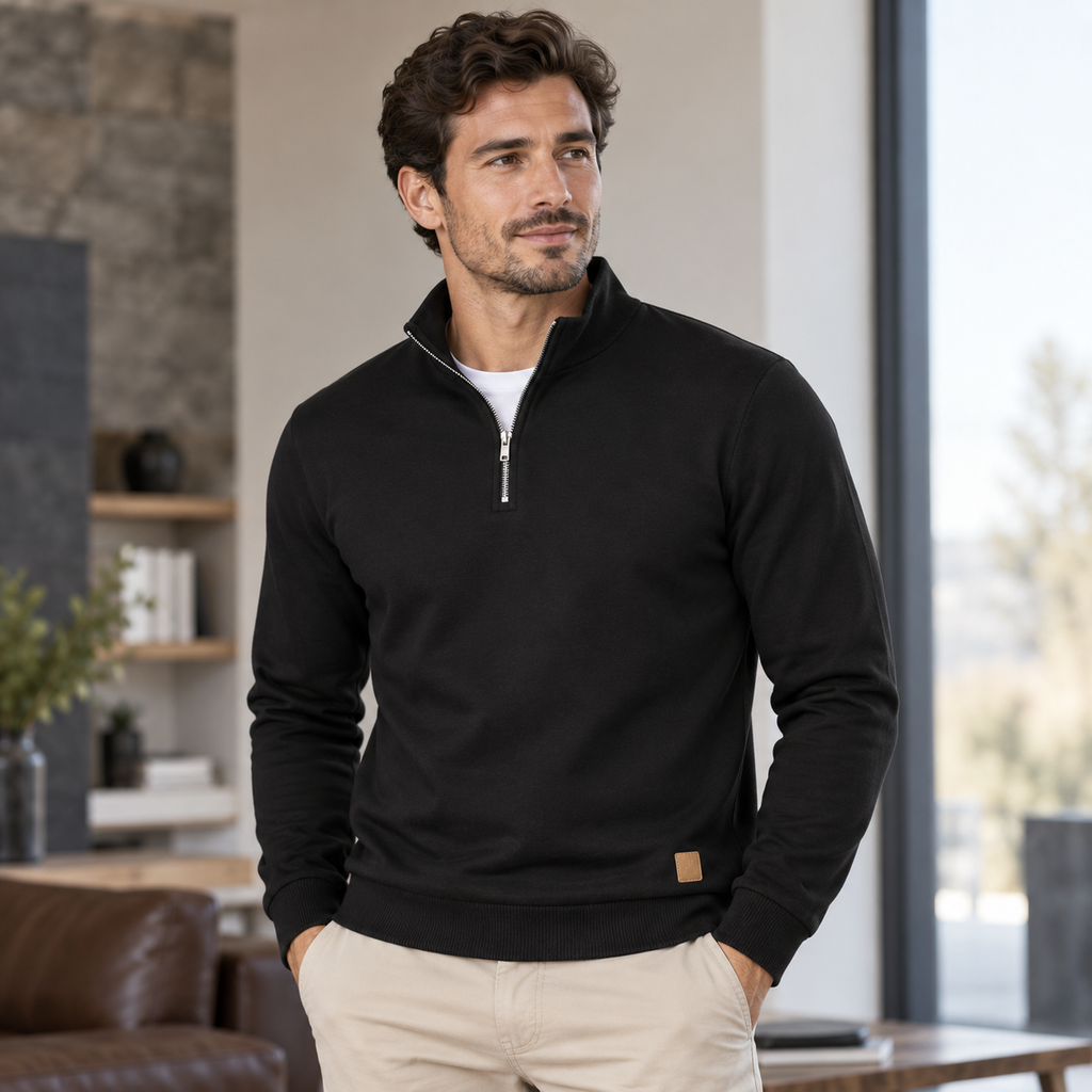 Herren Pullover mit kurzem Reißverschluss – 8 Farben – Produktansicht 4