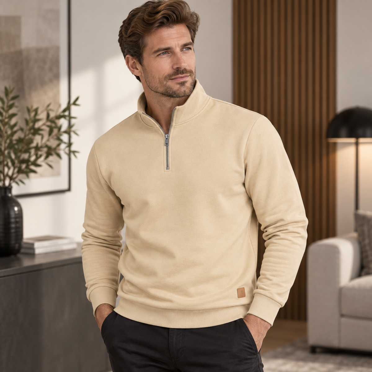 Herren Pullover mit kurzem Reißverschluss – 8 Farben – Produktansicht 5