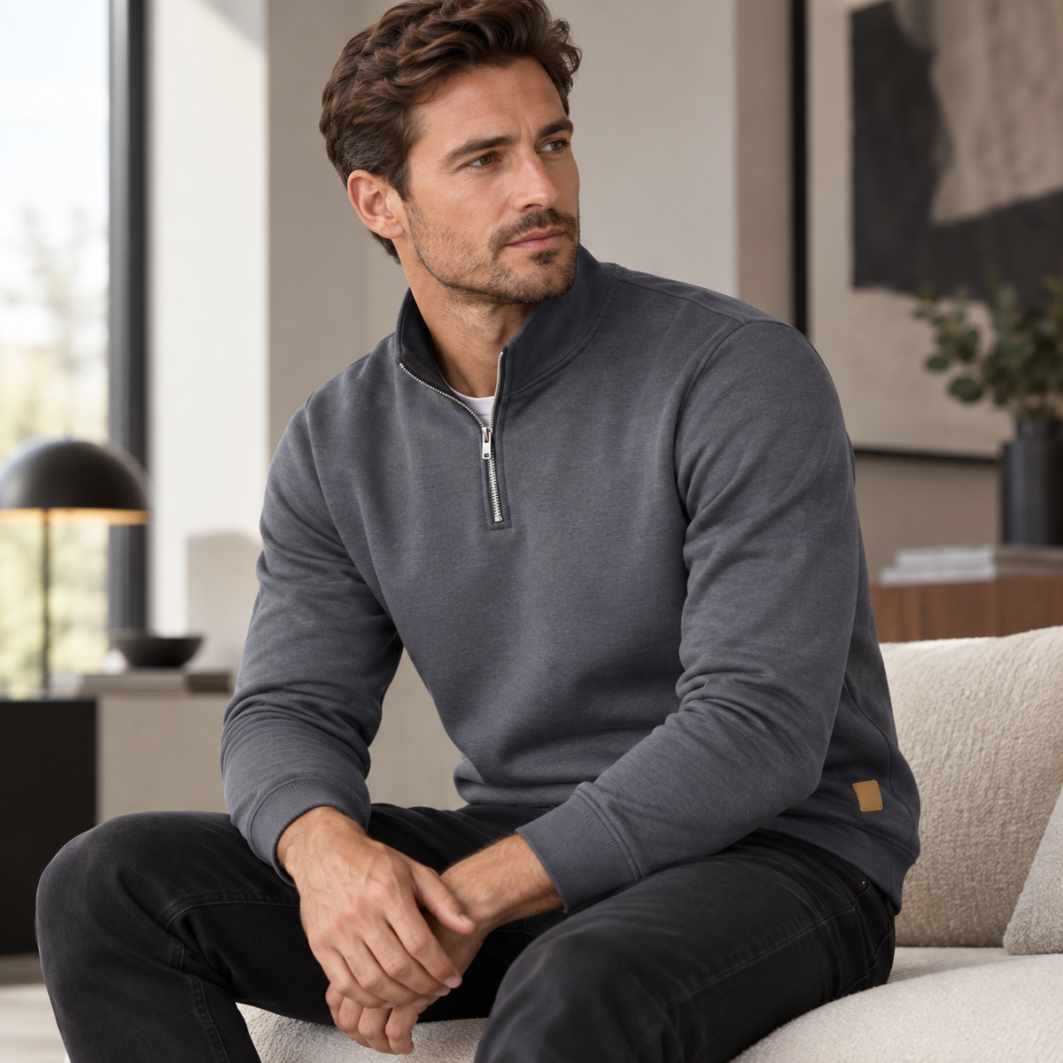 Herren Pullover mit kurzem Reißverschluss – 8 Farben – Produktansicht 6