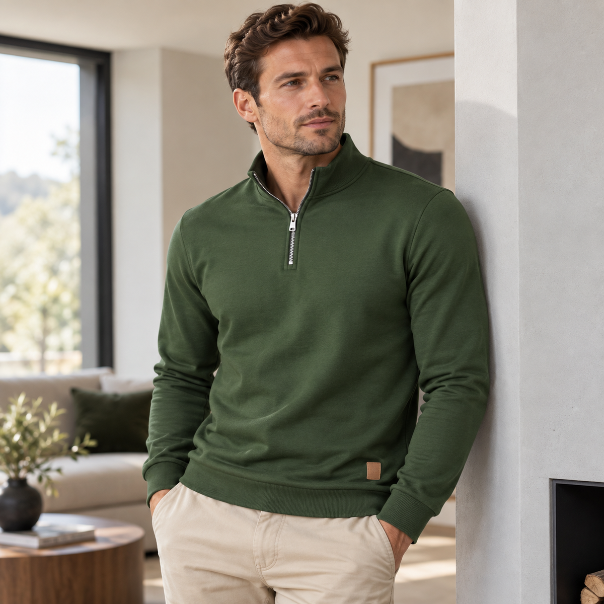 Herren Pullover mit kurzem Reißverschluss – 8 Farben – Produktansicht 3