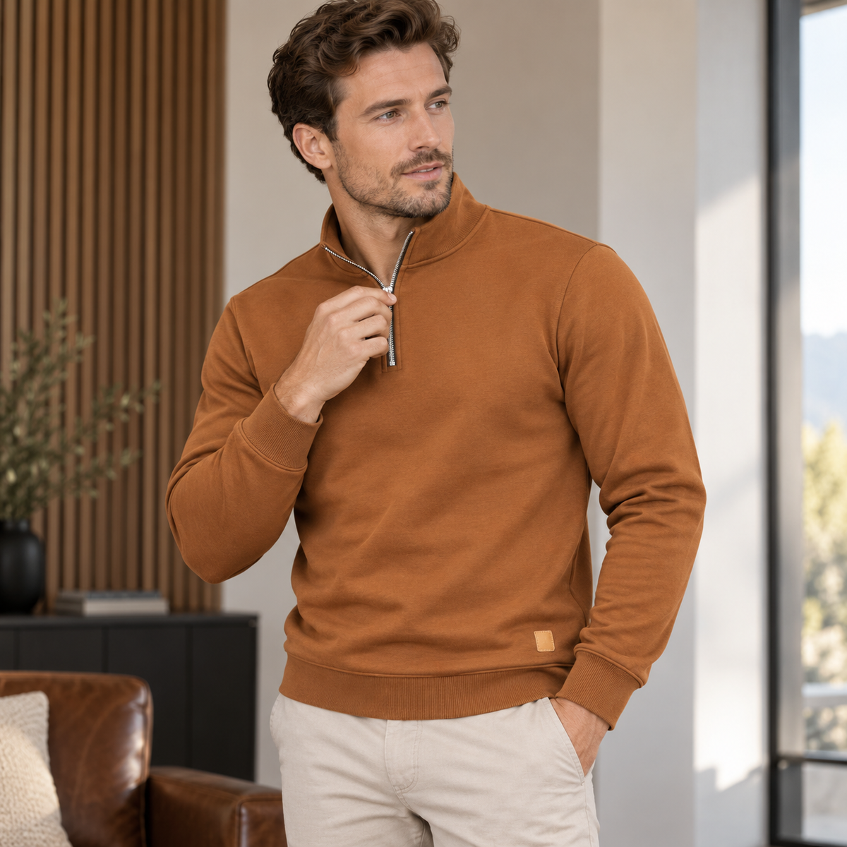 Herren Pullover mit kurzem Reißverschluss – 8 Farben – Produktansicht 8