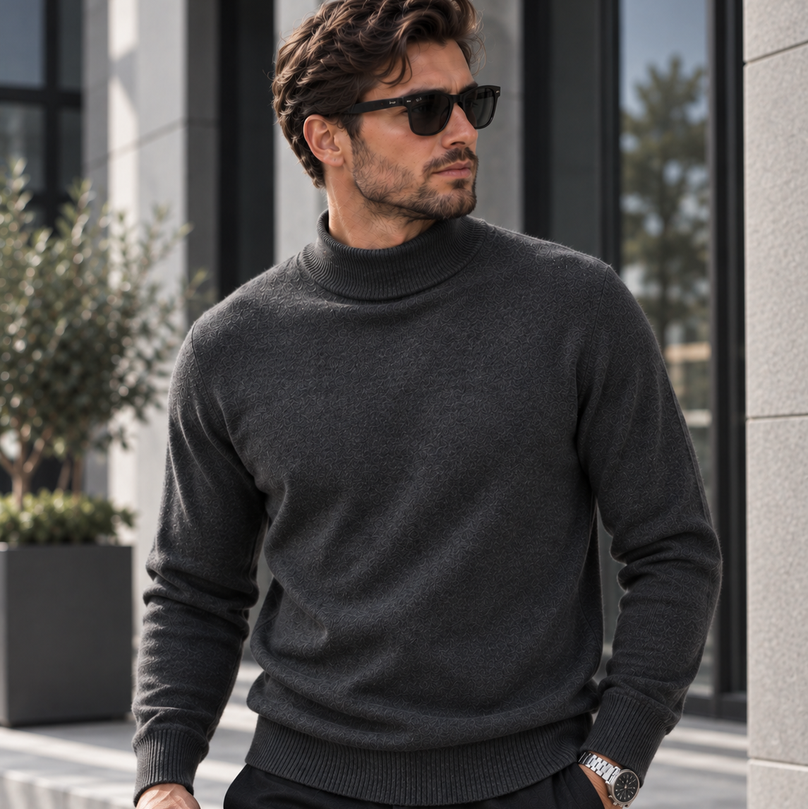 Herren Pullover mit Stehkragen – 7 Farben – Produktansicht 3