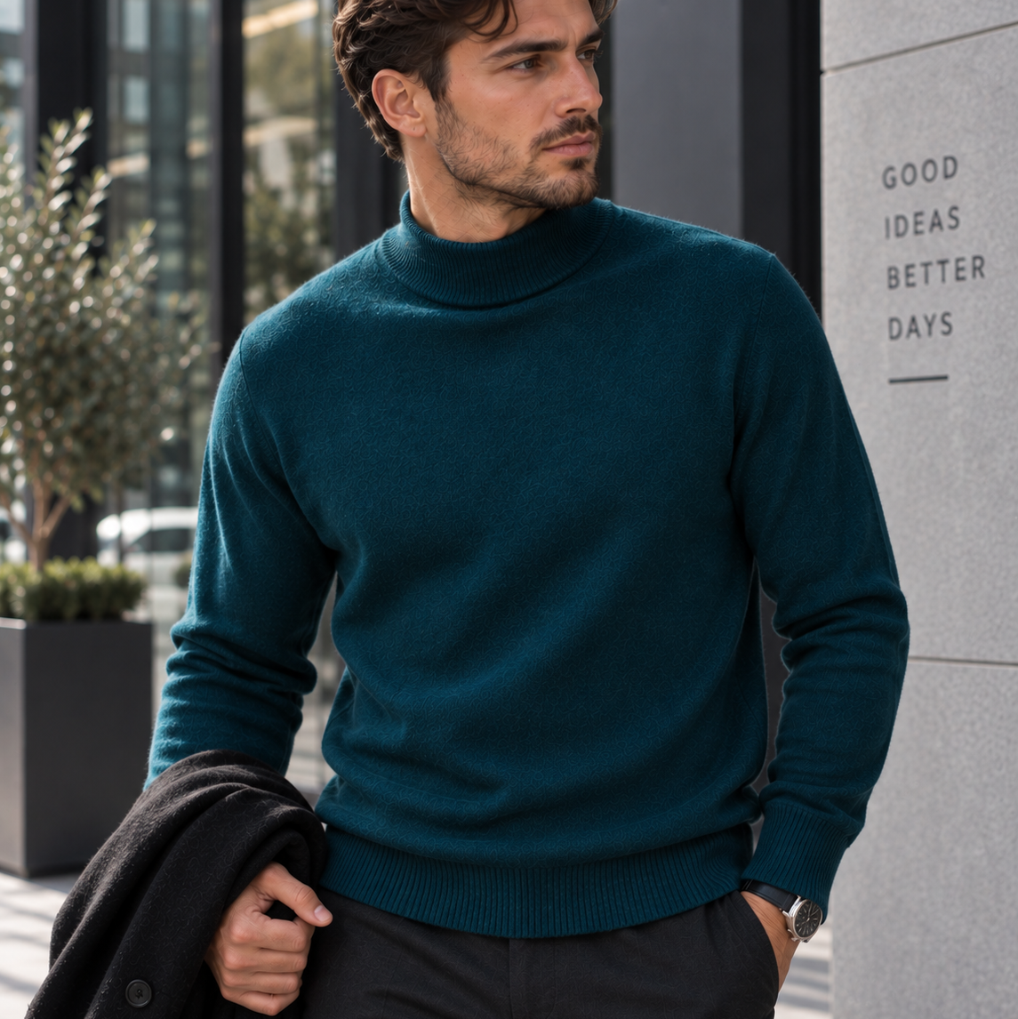 Herren Pullover mit Stehkragen – 7 Farben – Produktansicht 4