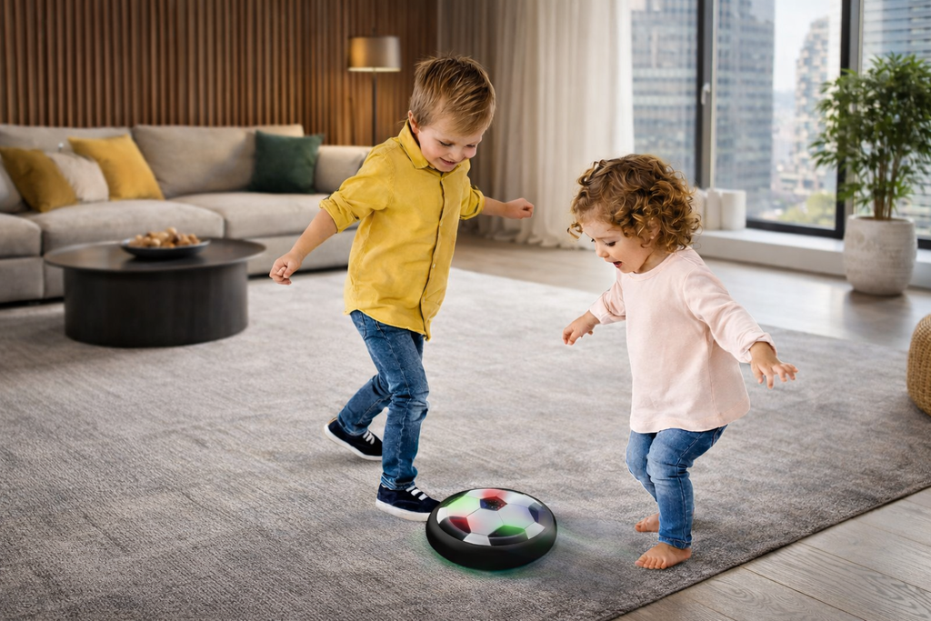 Hover Fußball Set für Kinder – Schwebender LED-Ball / LED + Musik / Mini-Fußballtor – Indoor Sportspiel mit Licht