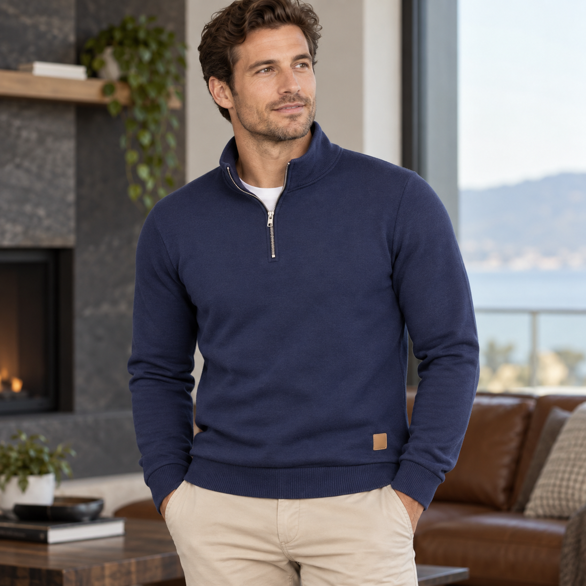 Herren-Pullover mit kurzem Reißverschluss – 7 Farben