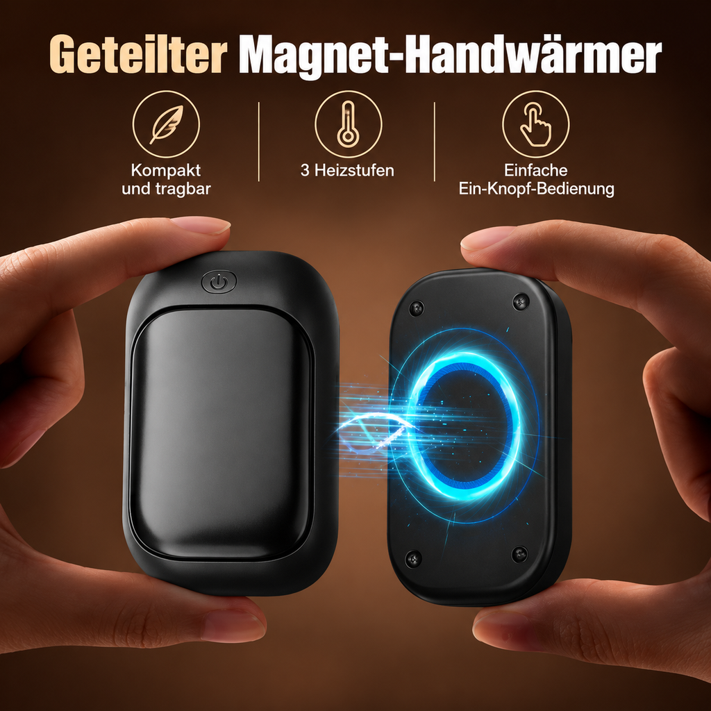 Geteilter magnetischer Handwärmer als Funktionsdarstellung