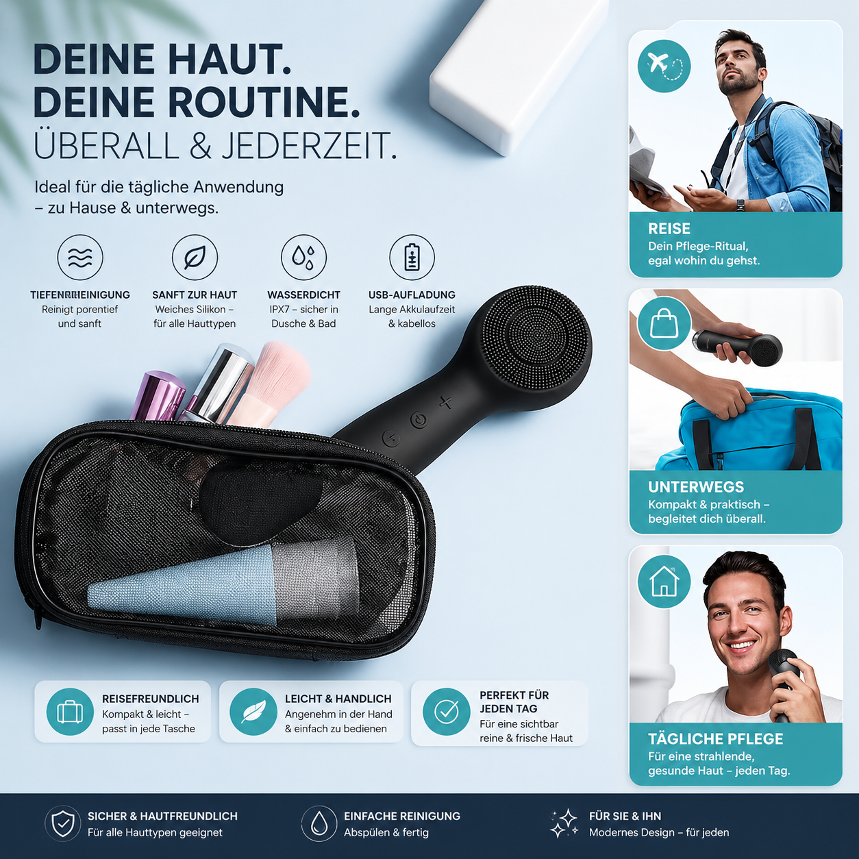 Elektrische Gesichtsreinigungsbürste – Tiefenreinigung & Massage