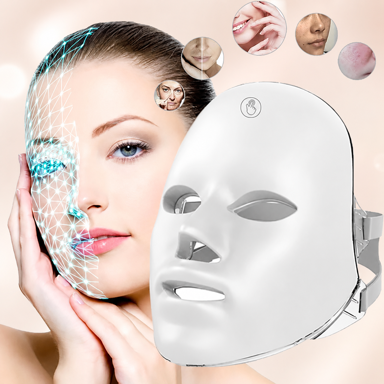 LED Gesichtsmaske – 7 Lichtfunktionen & Glow