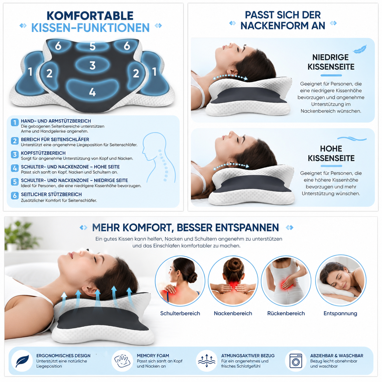 Ergonomisches Nackenkissen – Memory Foam Komfort