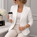 Weißer Damen-Blazer mit Einknopfverschluss