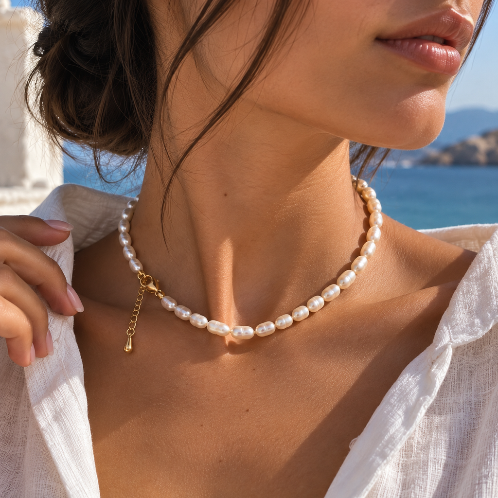 Feine Reisperlenkette im eleganten Styling
