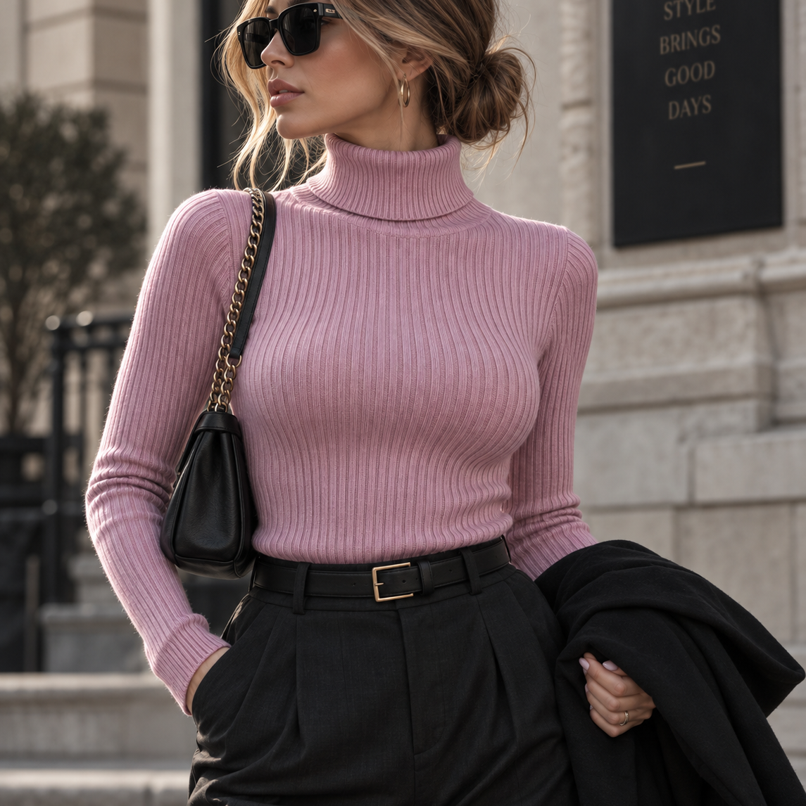 Damen Rollkragenpullover – One Size in 14 Farben – Produktansicht 12