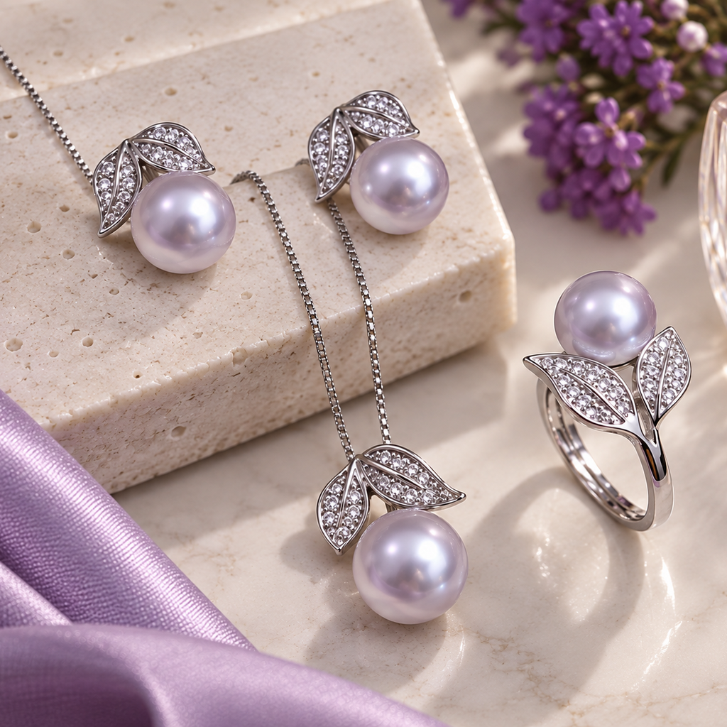 Damen-Schmuckset mit Perlenoptik – 5 Farbvarianten – Produktansicht 5