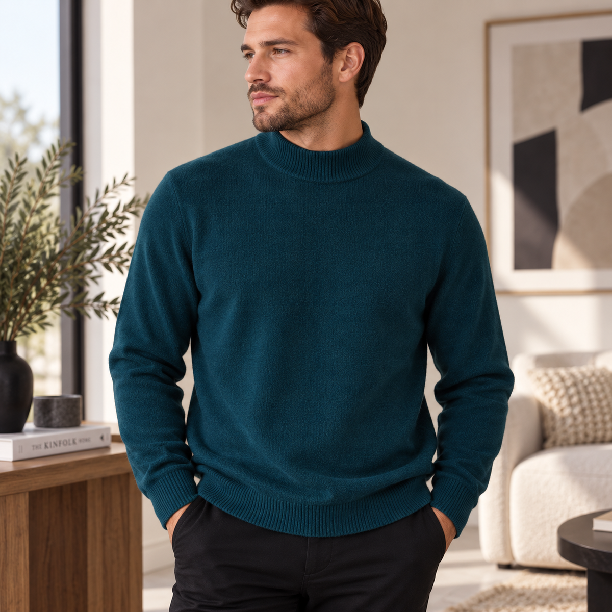 Herren-Pullover mit Stehkragen – 7 Farben