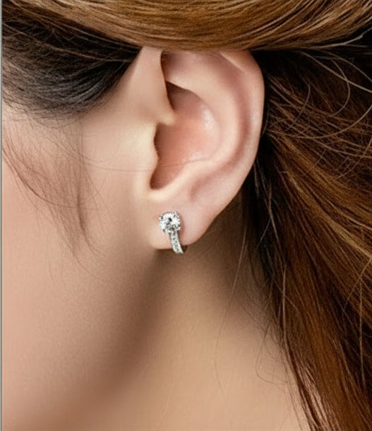 Elegante 925 Sterling Silber Ohrringe – Zirkon Blüten Design | Premium Geschenk für Frauen