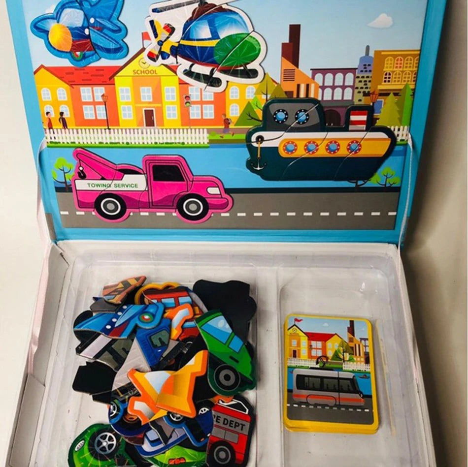 Magnetisches Puzzlebuch für Kinder – Kreatives Lernspiel, 3D-Jigsaw, Montessori Brain-Training, pädagogisches Spielzeug für Mädchen & Jungen