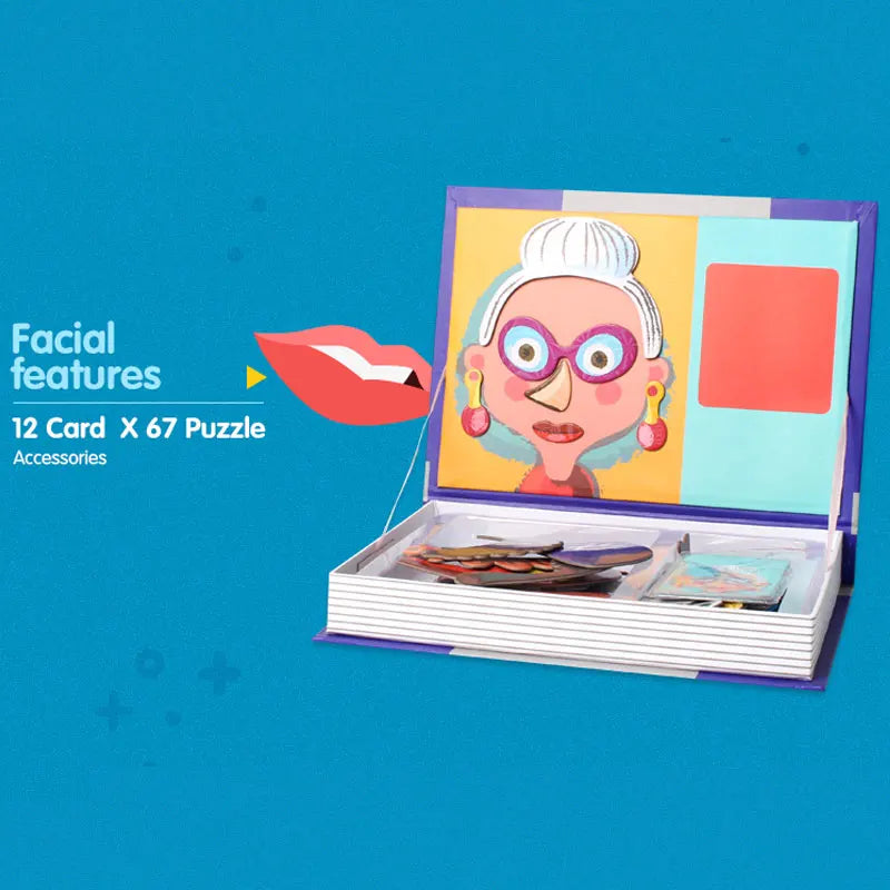Magnetisches Puzzlebuch für Kinder – Kreatives Lernspiel, 3D-Jigsaw, Montessori Brain-Training, pädagogisches Spielzeug für Mädchen & Jungen
