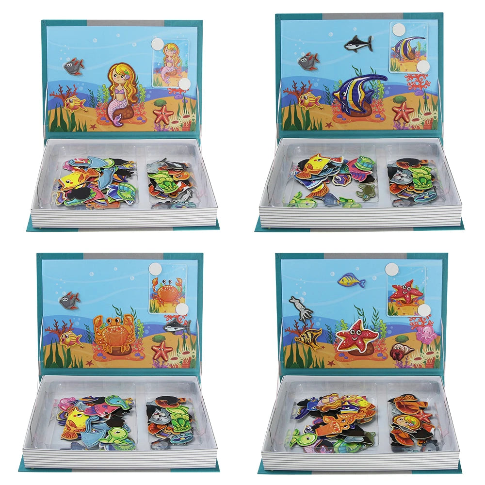 Magnetisches Puzzlebuch für Kinder – Kreatives Lernspiel, 3D-Jigsaw, Montessori Brain-Training, pädagogisches Spielzeug für Mädchen & Jungen